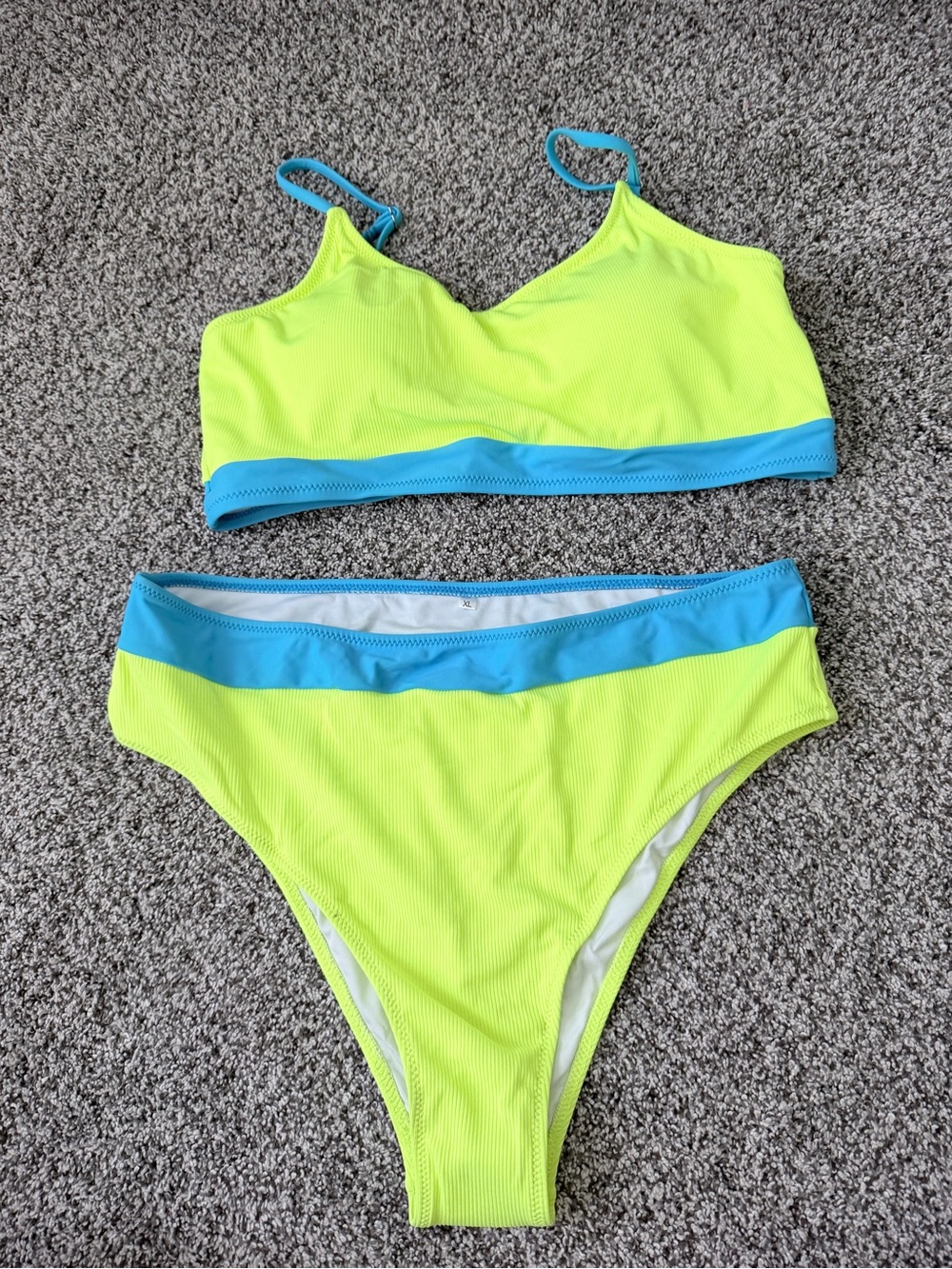 Neon Yellow and Aqua Two-Piece Bikini